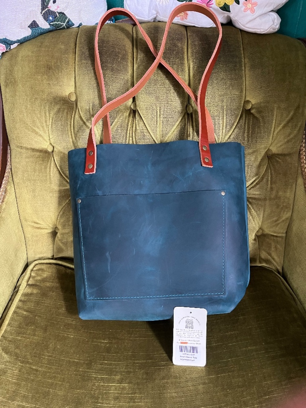 Portland Leather Classic Tote in Westward Blue